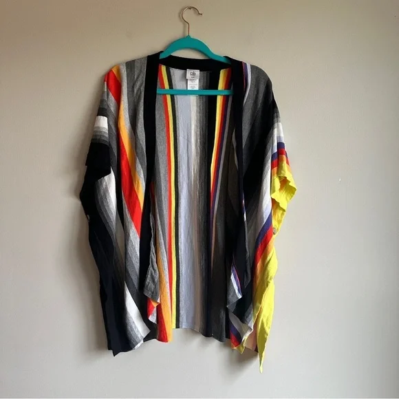 Cabi Striped Colorful Shawl Cardigan Cotton XS/S - Picture 2 of 6